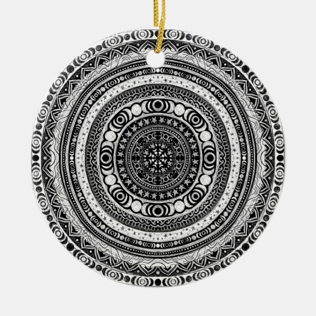 Adorno De Cerámica Niño Moon Mandala Triple Bruja Luna (Frente)