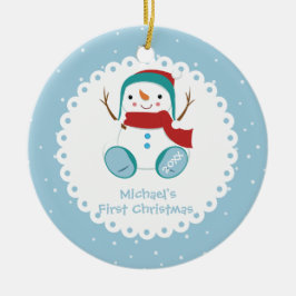 Adorno De Cerámica Niño Muñeco de Nieve Personalizado Primer Navidad