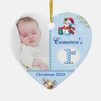 Adorno De Cerámica Niño pequeño primer Personalizado de Navidad foto 