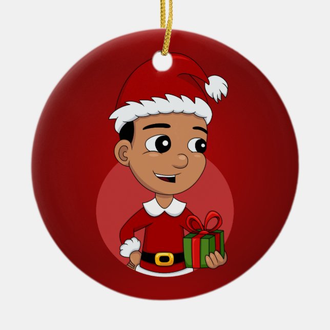 Adorno De Cerámica Niño personalizado de Navidades hispanos (Frente)