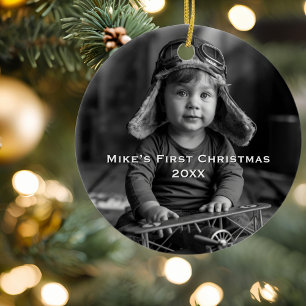 Adorno De Cerámica Niño Piloto Avión Foto Aviación Navideño Adorable