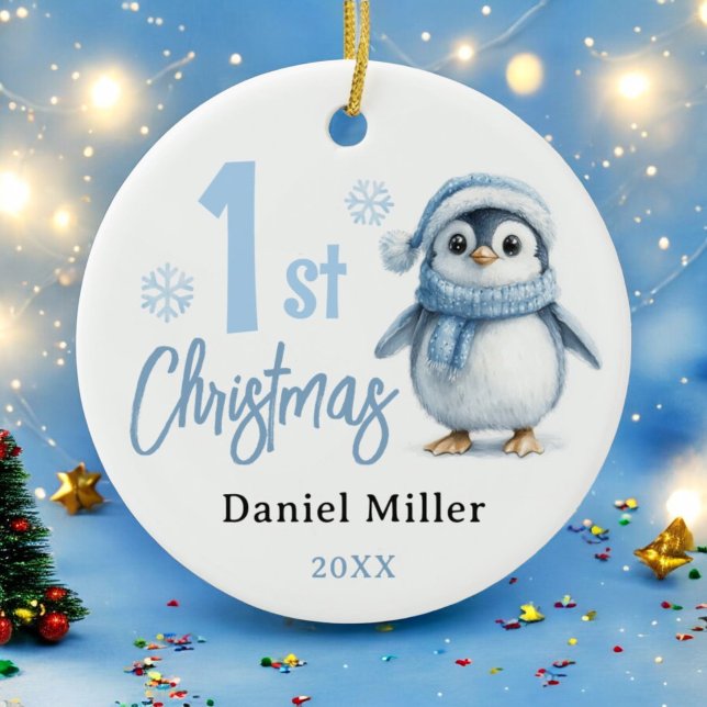 Adorno De Cerámica Niño Pingüino Primera Navidad 2024 (Subido por el creador)