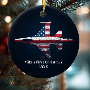 Adorno De Cerámica Niño Primer Avión de Combate de Navidad Avión Pers