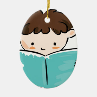Adorno De Cerámica Niño que lee un libro
