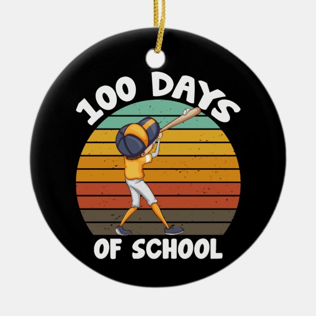 Adorno De Cerámica Niños 100 días de escolares 100 días de béisbol (Frente)
