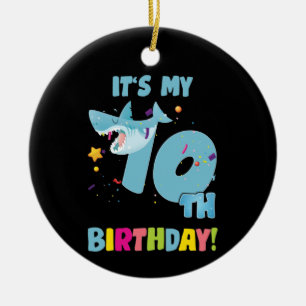 Adorno De Cerámica Niños 10 años Fiesta de tiburón bebé cumpleaños be