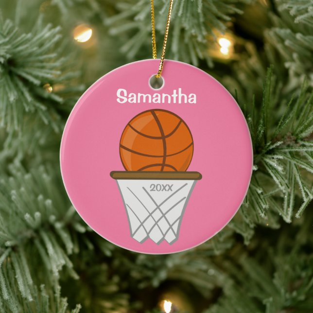 Adorno De Cerámica Niños Chicas personalizados Baloncesto de balonces (Árbol)