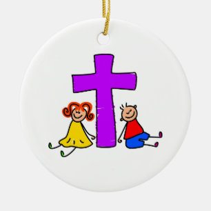 Adorno De Cerámica Niños cristianos