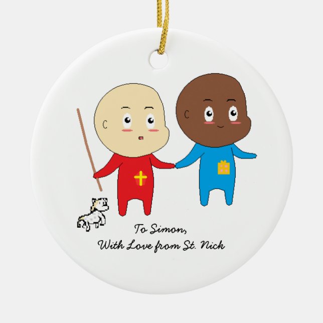 Adorno De Cerámica Niños Cuidadosos Art San Nicolás Bebés Gemelos (Frente)