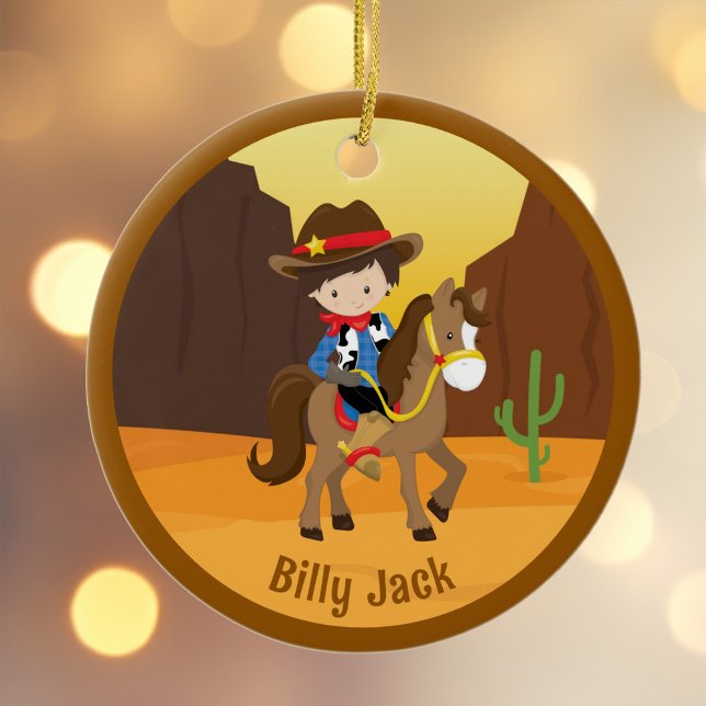 Adorno De Cerámica Niños De Vaquero Cuto Nombran Navidades Personaliz (Subido por el creador)