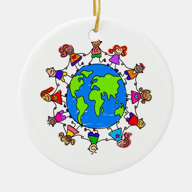 Adorno De Cerámica Niños del mundo (Frente)