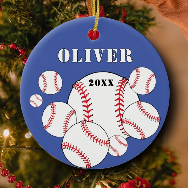 Adorno De Cerámica Niños deportivos de béisbol azul Keepsake Navidade (Subido por el creador)