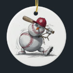 Adorno De Cerámica Niños divertidos jugadores de béisbol de Snowman<br><div class="desc">Niños divertidos jugadores de béisbol masculinos niños hombres niños invierno</div>