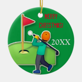 Adorno De Cerámica Niños emojis Navidades verdes de golf