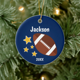 Adorno De Cerámica Niños: Estrellas de fútbol azul personalizadas