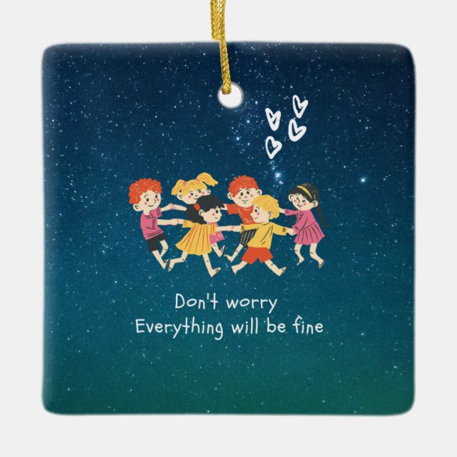 Adorno De Cerámica Niños felices (Anverso)