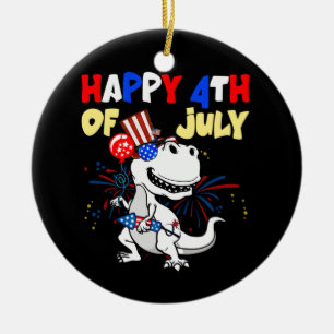 Adorno De Cerámica Niños Felices 4 De Julio T Rex Dino Dinosaurio Beb