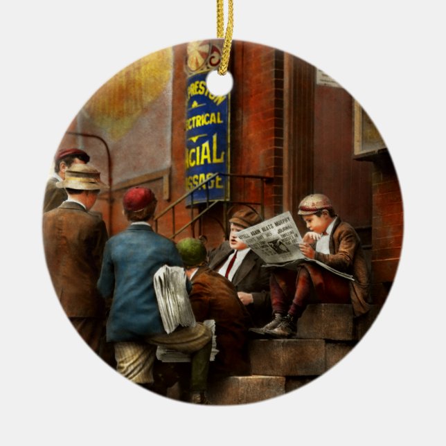 Adorno De Cerámica Niños - mañana que encuentra 1910 (Frente)