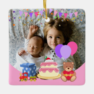 Adorno De Cerámica Niños pequeños rosados juguetes conmemoración del 