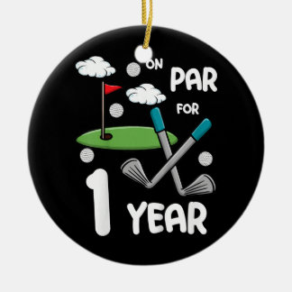 Adorno De Cerámica Niños Primer cumpleaños Golf Funny Golfer 1 año