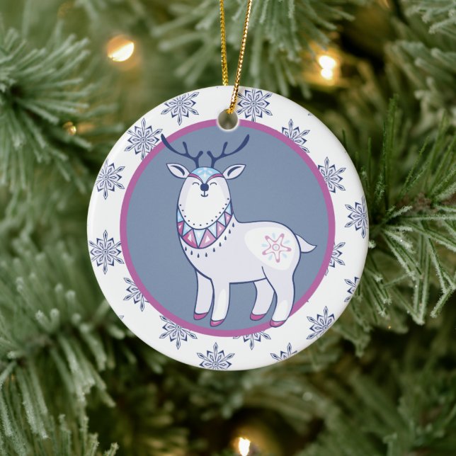 Adorno De Cerámica Niños renos de estilo nórdico personalizados (Árbol)