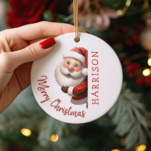Adorno De Cerámica Niños Santa Navidad Personalizada