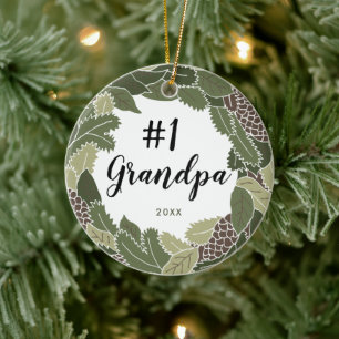 Adorno De Cerámica No. 1 Abuelo Personalizado Abuelo Cedar Wreath