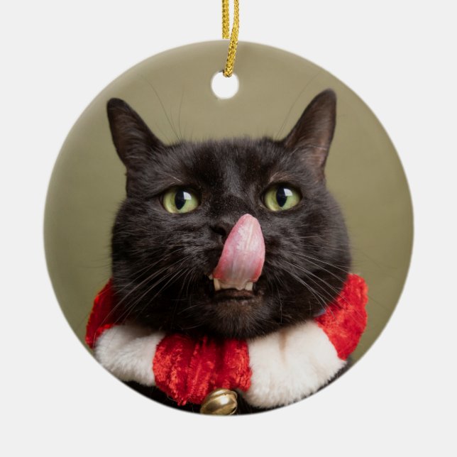 Adorno De Cerámica No hay besos que este Navidad graciosa lengua de g (Frente)