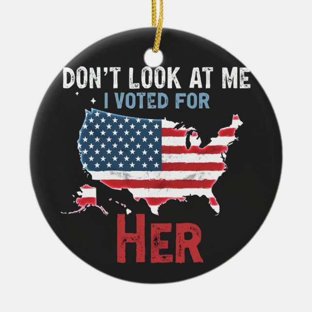 Adorno De Cerámica No me mires, voté por Su Kamala Hariis (Frente)