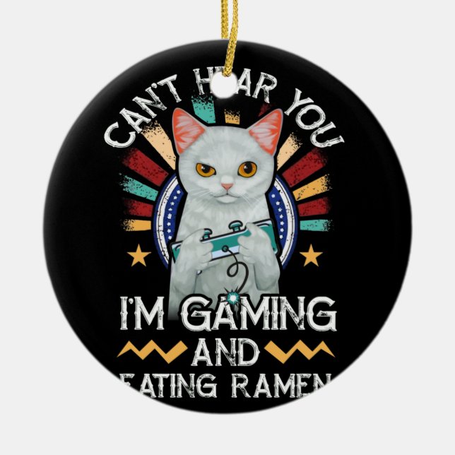 Adorno De Cerámica No te oigo estoy jugando al videojuego Ramen Cat (Frente)