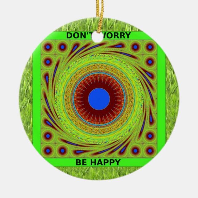 Adorno De Cerámica No te preocupes por ser arte feliz (Frente)
