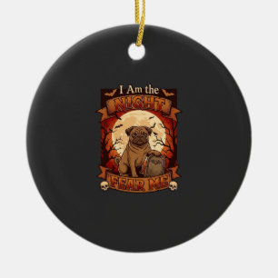 Adorno De Cerámica Noche Am Me Teme Halloween Pug Luna Lápida
