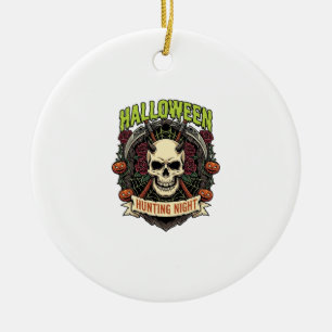Adorno De Cerámica Noche de caza de Halloween Cuernos Calavera Rosas 