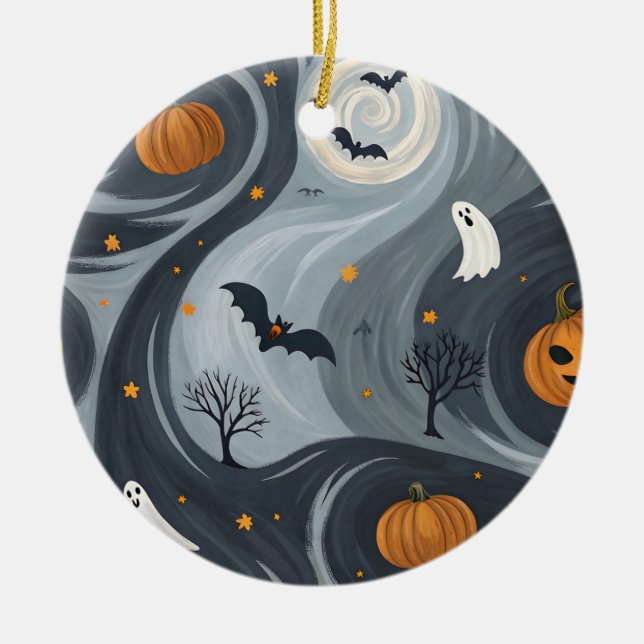 Adorno De Cerámica Noche de la Muerte de Halloween (Frente)