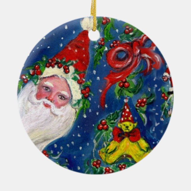 Adorno De Cerámica NOCHE DE NAVIDADES MUSICALES, SANTA BUGLER Red Hea (Atrás)