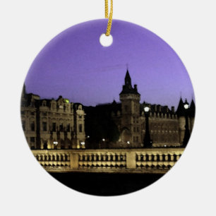 Adorno De Cerámica Noche en la acuarela de París