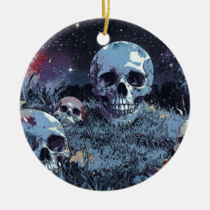 Adorno De Cerámica Noche espeluznante de Halloween - Calaveras sinies