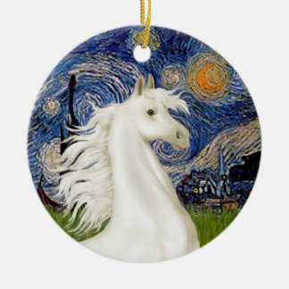Adorno De Cerámica Noche estrellada - Caballo árabe (blanco)