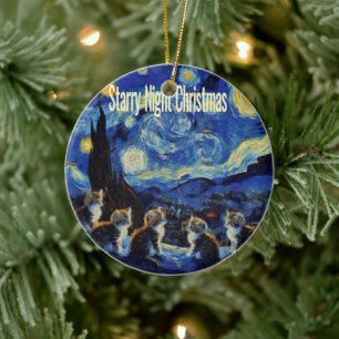 Adorno De Cerámica Noche estrellada de Navidad Van Gogh Amante de los