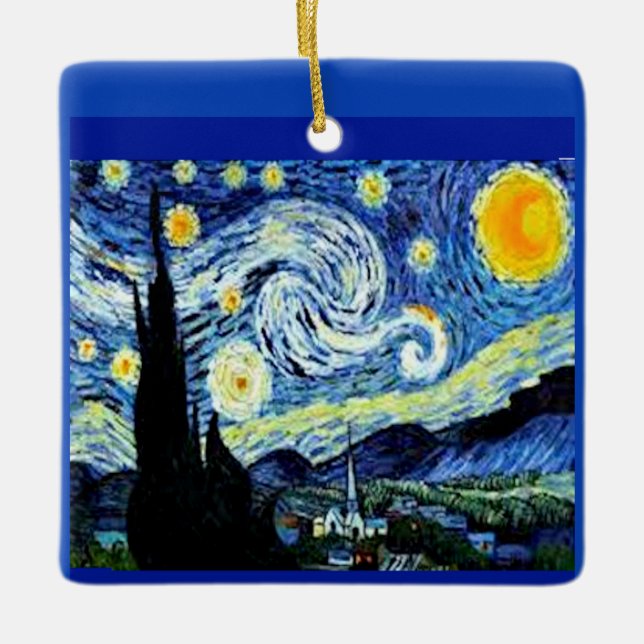 Adorno De Cerámica Noche estrellada de Van Gogh, Ornament (Anverso)