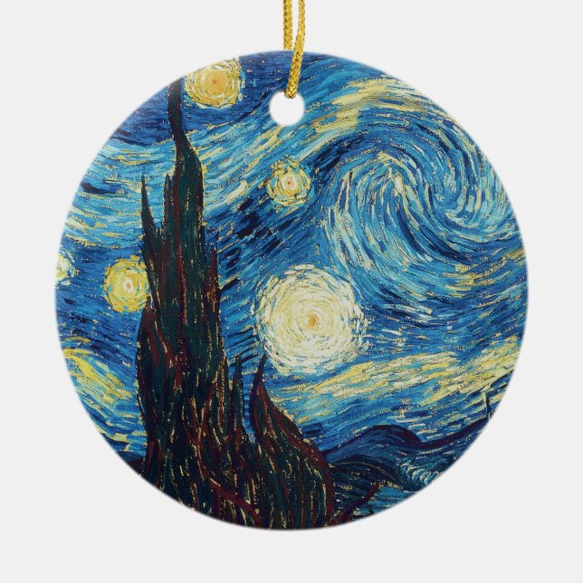 Adorno De Cerámica Noche estrellada de Van Gogh Pintura al óleo vinta (Frente)