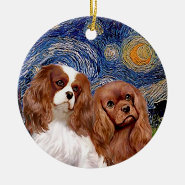 Adorno De Cerámica Noche estrellada - DOS Cavalier (BL+Ruby) (Frente)