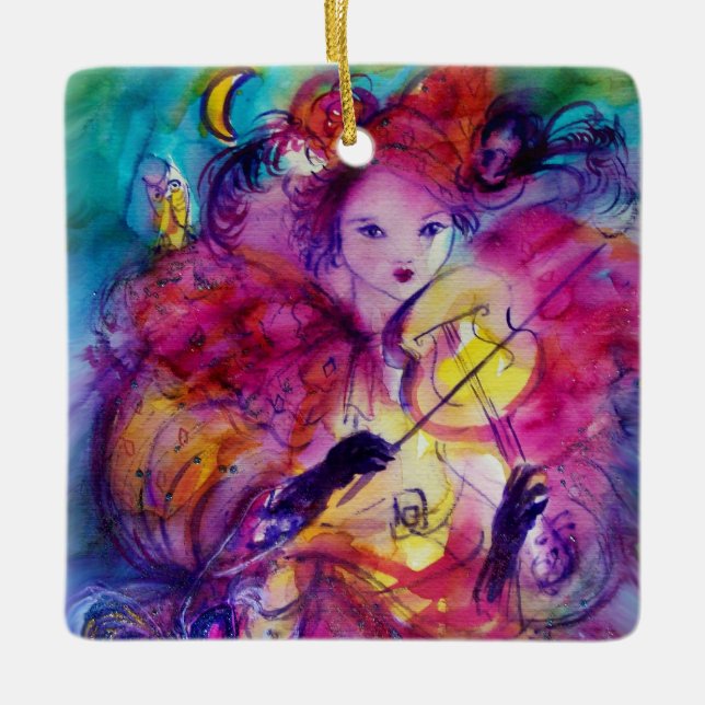 Adorno De Cerámica NOCHE MASQUERADE / Violinista en la noche (Anverso)