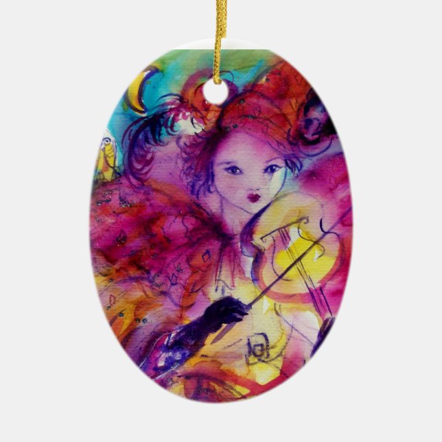 ADORNO DE CERÁMICA NOCHE/MÚSICA DE LA MASCARADA QUE HACE AL PAYASO (Frente)