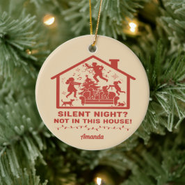 Adorno De Cerámica Noche silenciosa no en esta casa divertida Navidad