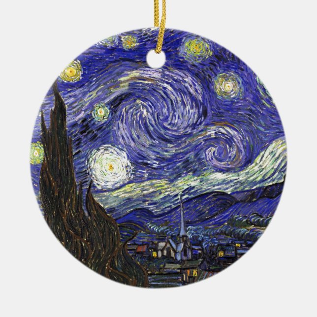 Adorno De Cerámica Noche Van Gogh Starry (Frente)