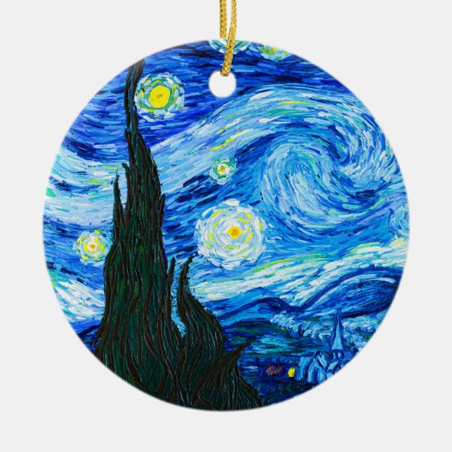 Adorno De Cerámica Noche Van Gogh Starry (Frente)