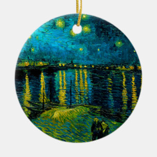 Adorno De Cerámica Noche Van Gogh Starry sobre el Ródano