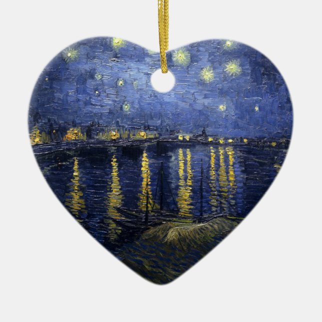 Adorno De Cerámica Noche Van Gogh Starry Sobre El Ródano (Frente)