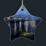 Adorno De Cerámica Noche Van Gogh Starry Sobre Rhone<br><div class="desc">Paisaje de Vincent Van Gogh y la serie de pintura del paisaje marino - Noche azul estrellada sobre el Ródano</div>